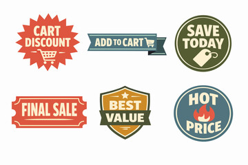 Obraz premium Collection of promotion and discount labels offering various shopping deals