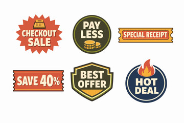 Obraz premium Retail sales and discount collection with promotional badges and special offer labels