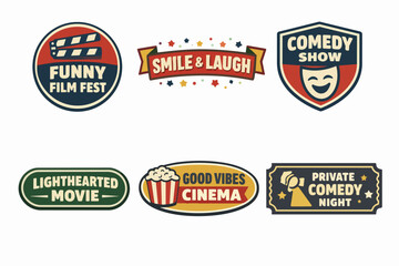Obraz premium Set of comedy cinema and entertainment badges and logos for events