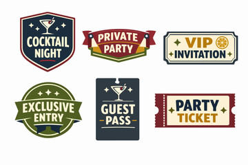 Obraz premium Party passes set including cocktail night, private party, vip invitation, guest pass, exclusive entry