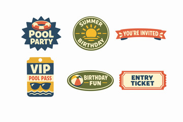 Party banners and passes creating a fun summer birthday celebration theme