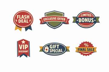 Obraz premium Collection of promotion badges and labels for flash deals, exclusive offers, and sales