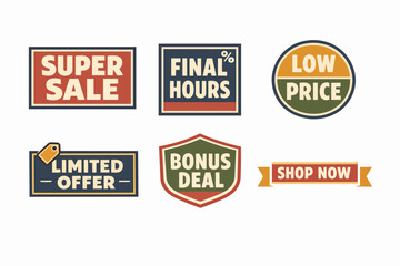Obraz premium Retail promotion banners displaying sales and special discount labels in retro style