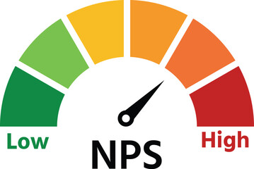 Colorful gauge indicating net promoter score levels from low to high © candysartistry