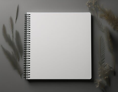 square sketchbook mockup with spiral binding for design presentation and sketching