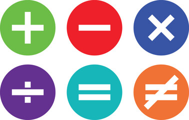 Obraz premium Colorful mathematical symbols displayed in a circular format