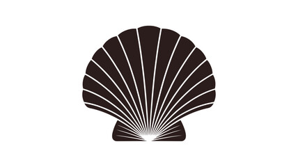 A graphic illustration of a dark scallop shell against a white background © HABIBULLA