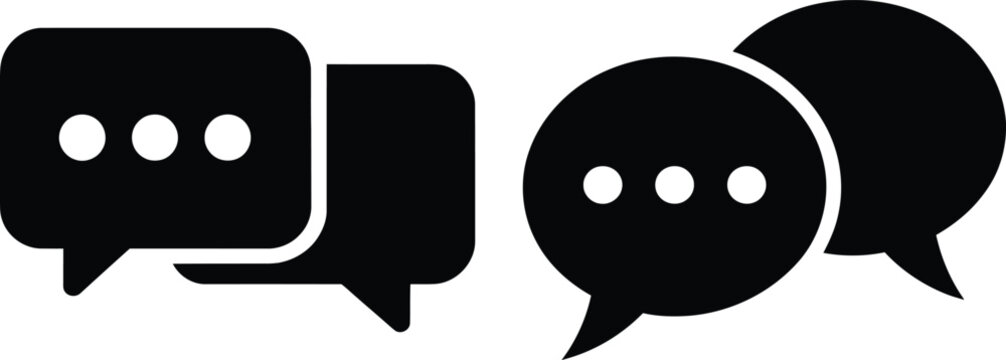 Two speech bubbles with three dots each, representing a conversation or dialogue.