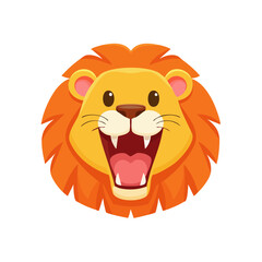 Obraz premium A cute lion's head with a big roar expression. The lion is in a cartoon style, it is very cute 