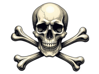 Fototapeta premium A skull with crossbones symbol on a plain white background