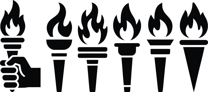 A hand holding a torch igniting a series of torches in a row