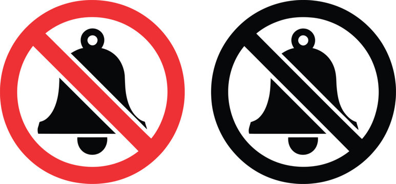 Two different symbols indicating that the use of a bell is not allowed