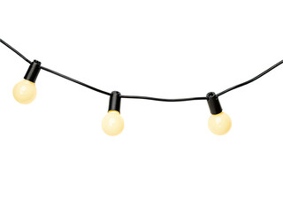 A collection of light bulbs arranged vertically on a plain white background