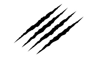 Four Black Claw Marks on White Background, Sharp and Bold Graphic