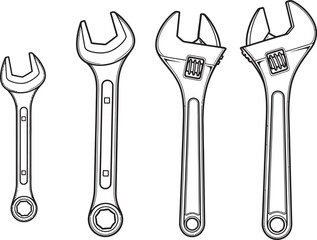 Assortment of different types of wrenches and spanners, essential hand tools for various mechanical and repair tasks