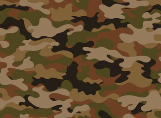 Fototapeta premium Camouflage pattern vector army background, trendy forest design