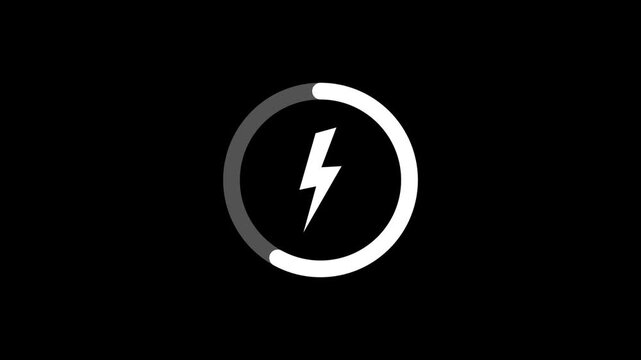 A simple white lightning bolt icon within a gray circular loading indicator.