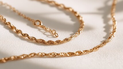 Obraz premium Minimalist gold chain jewelry: necklace and bracelet with polished links