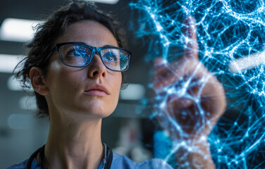 Symbolfoto, Einsatz von Technologie und k&uuml;nstlicher Intelligenz in der Medizin und Forschung, f&uuml;r Diagnose, Analyse, Behandlung, Technologieinnovation, Generative AI