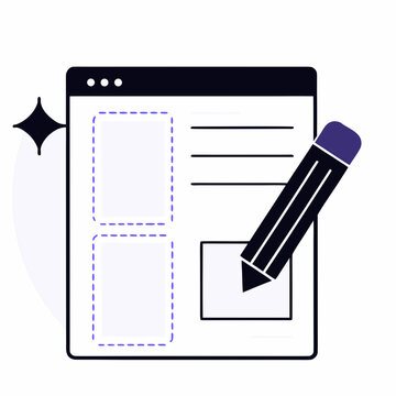 A pencil is editing a web page mockup Vector