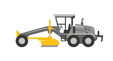 Fototapeta premium Heavy Duty Grader Machine On White Background Vector Illustration