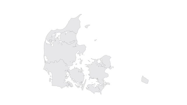 Location Region Zealand on map Denmark. 3d Region Zealand flag map marker location pin. Map of Denmark showing different parts. Animated map . 4K.  Animated Video