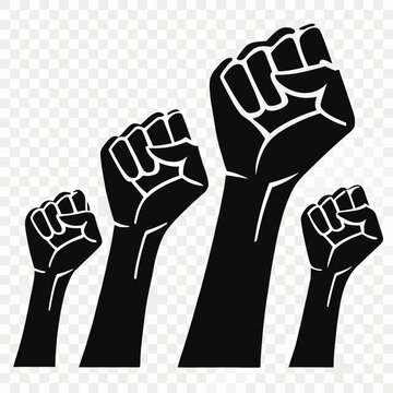 Black fists raised in solidarity and protest Vector