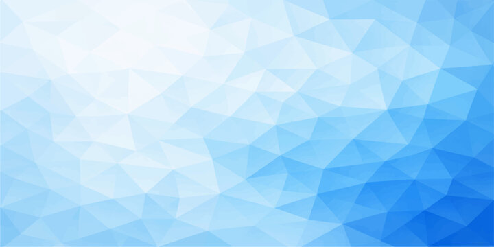 Abstract blue triangle background with futuristic polygon patterns and a light mosaic texture creates a sleek vector illustration for a decorative technological backdrop