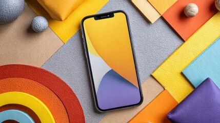 Smartphone with a blank screen on a white background. Smartphone mockup closeup isolated on white background.