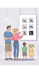 Family Reviews Guidelines On Display Wall With Clear Visual Rules And Instructions