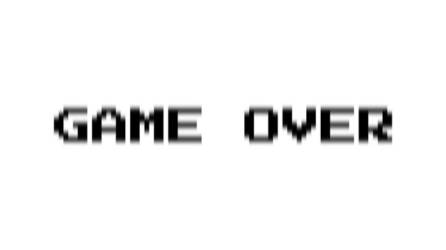 Game Over Pixel Text Retro 8 Bit Arcade Screen on White Background
