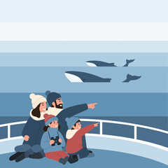 Family Wildlife Watching Ocean Adventure Discovering Whales Together