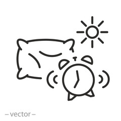 Fototapeta premium Alarm clock and pillow, wake up time icon