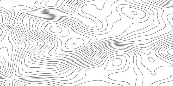 Minimalist abstract topographic contour line background featuring smooth flowing elevation curves, black and gray terrain map patterns on white or transparent surface for digital relief and design art
