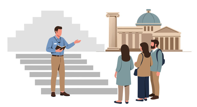 Guided Museum Tour With Informative Docent And Curious Visitors