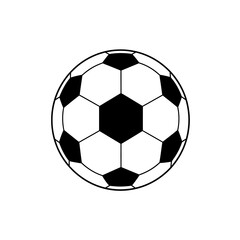 Fototapeta premium Simple black and white vector illustration of a classic soccer ball featuring hexagonal and pentagonal panels on transparent background