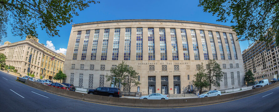 Large angle view at Bureau of Engraving and Printing located in 300 14th St SW DC 20228., Washington DC, USA