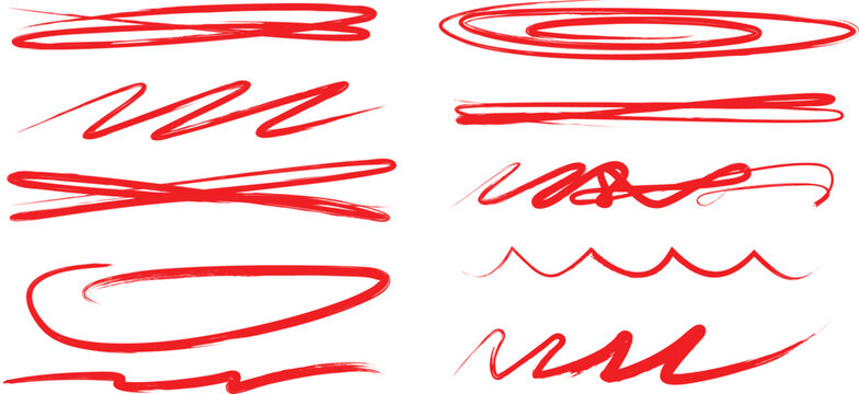 Underlines and scribbles set . Doodle vector brush Stroke . Correction scribble. Isolated paintbrush collection . Vector streak. Hand drawn underline, highlighter.

