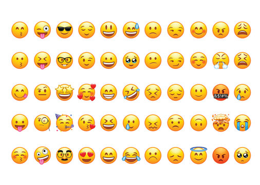 Modern Smiley Face Emoji Pack. Expressive Emoticon Vector Collection