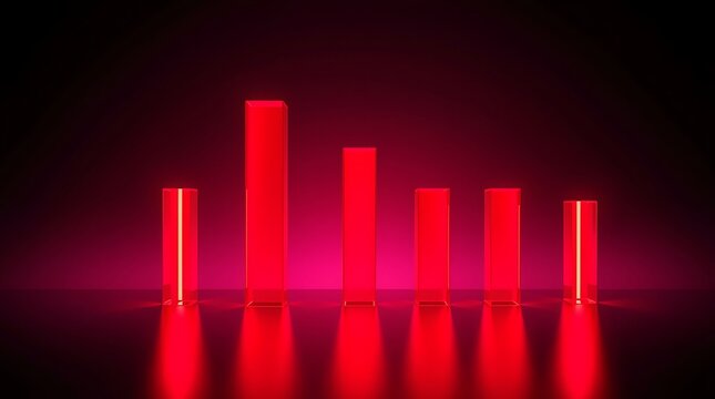 Neon Red Equalizer Bars Glow Reflection Magenta