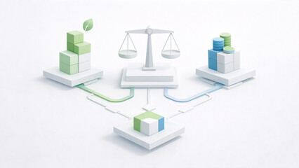 abstract esg compliance concept with balance and governance structure