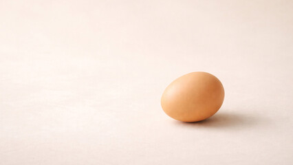 single egg on neutral background with copy space
