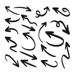 hand drawn black arrows set.