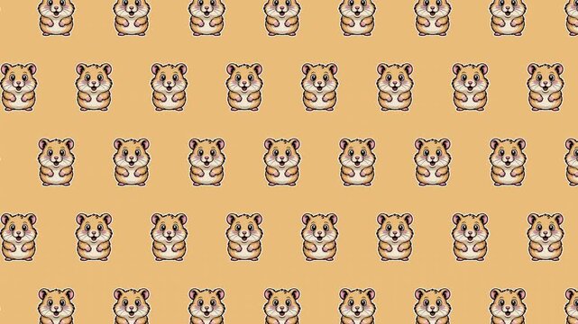 Cartoon Hamster Cute Seamless Loopable Animated Pattern, Nursery Design Background 