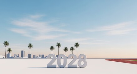 Fototapeta premium Excitement Builds for the 2028 Los Angeles Summer Olympics A City Ready for Global Athletes