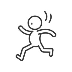 Obraz premium A simple black and white cartoon figure running quickly with arms outstretched