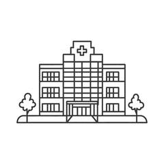 A simplified vector illustration of a medical facility building