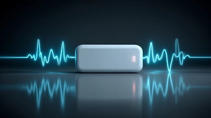 Obraz premium Charging device with heartbeat graphic displayed on dark background