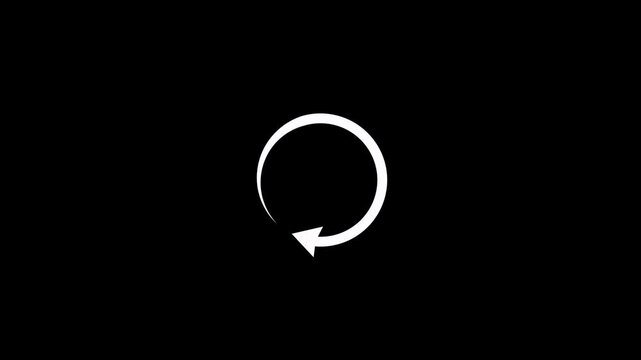 Abstract refresh button animation on black background. Circle arrow refresh and reload icon animation with loading progress