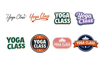 Obraz premium Diverse yoga class logo designs in various styles and colors